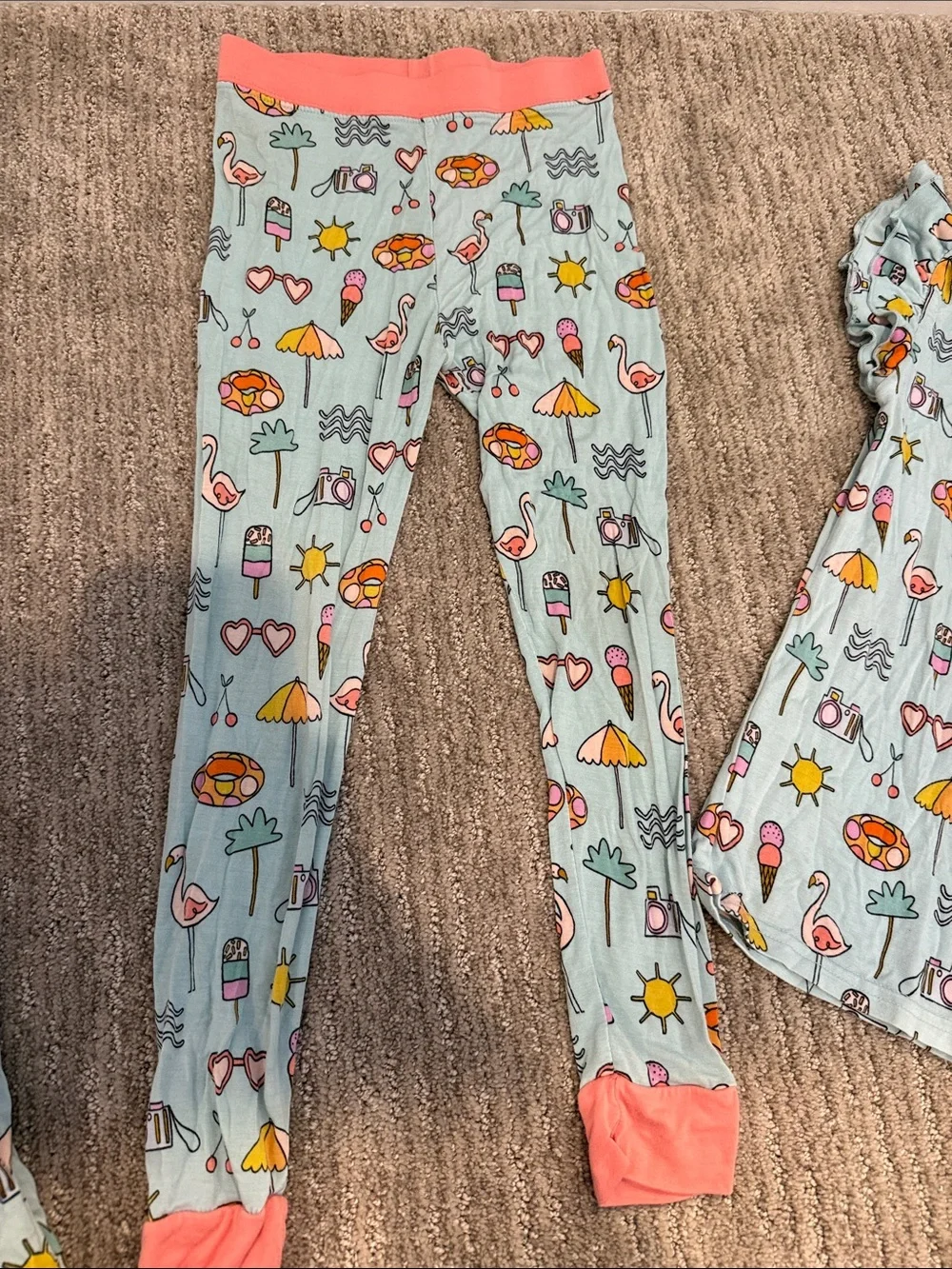 Little Sleepies Light Blue Beach Bundle: Print Pajama Set and Tee 4T